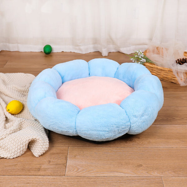 Autumn Winter Plus Velvet Thick Round Flower Cat Litter Kennel - Image 4