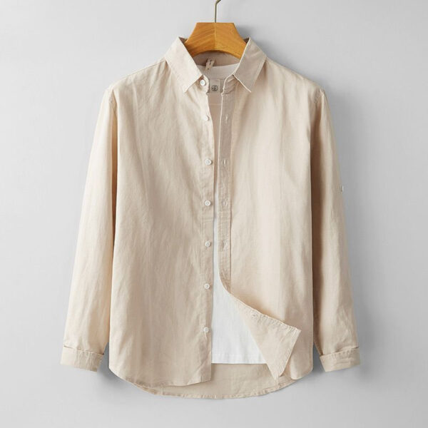 Summer Men's Cotton And Linen Casual Long Sleeve Shirt Thin - Image 4