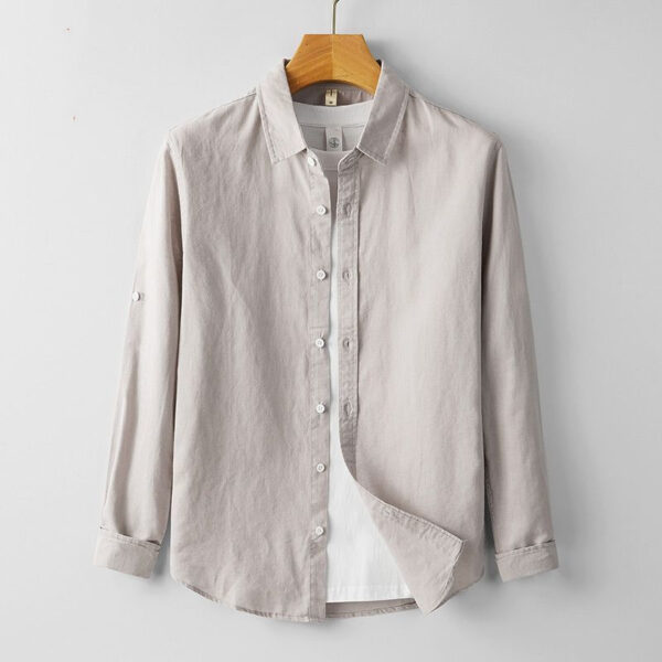 Summer Men's Cotton And Linen Casual Long Sleeve Shirt Thin - Image 3