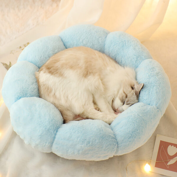 Autumn Winter Plus Velvet Thick Round Flower Cat Litter Kennel - Image 8