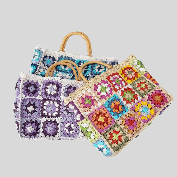 Fashion Cool Contrast Color Straw Bag Women