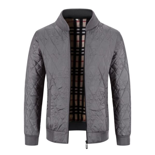 Men's Fleece-lined Thickened Diamond Plaid Jacket Cotton-padded Coat - Image 5