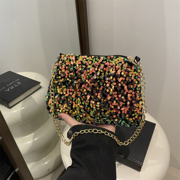 Contrast Color And Versatile Sequined Underarm Bag For Women - Image 8