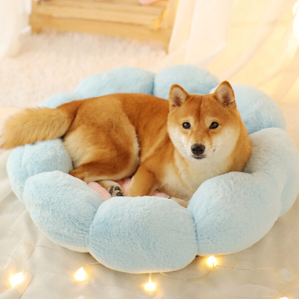 Autumn Winter Plus Velvet Thick Round Flower Cat Litter Kennel - Image 7
