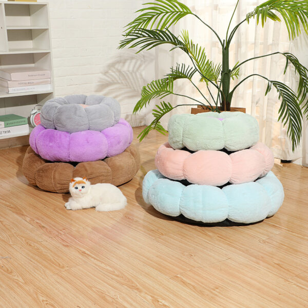 Autumn Winter Plus Velvet Thick Round Flower Cat Litter Kennel - Image 3