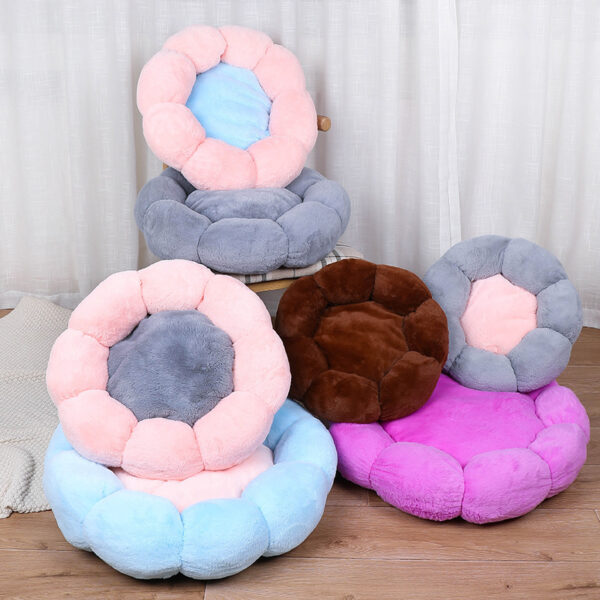 Autumn Winter Plus Velvet Thick Round Flower Cat Litter Kennel - Image 6