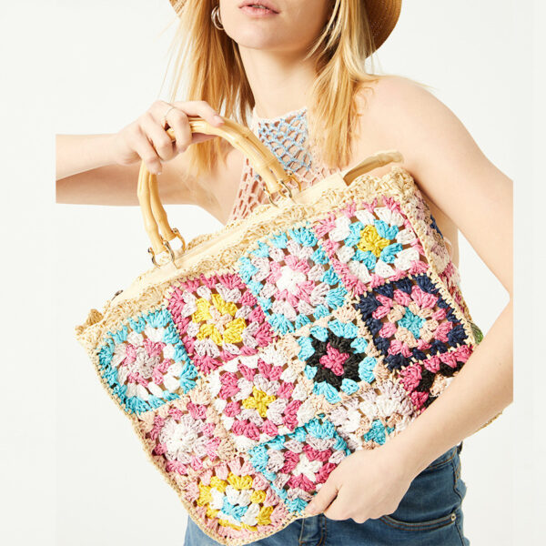 Fashion Cool Contrast Color Straw Bag Women - Image 3