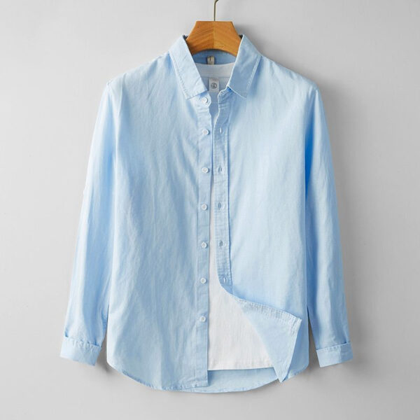 Summer Men's Cotton And Linen Casual Long Sleeve Shirt Thin - Image 2