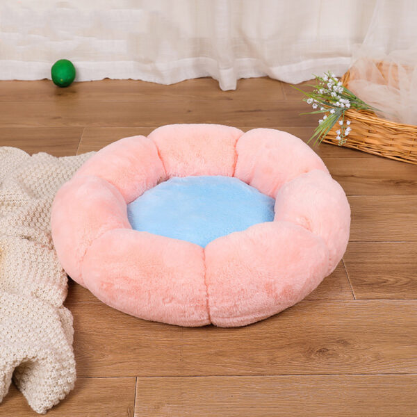 Autumn Winter Plus Velvet Thick Round Flower Cat Litter Kennel - Image 5