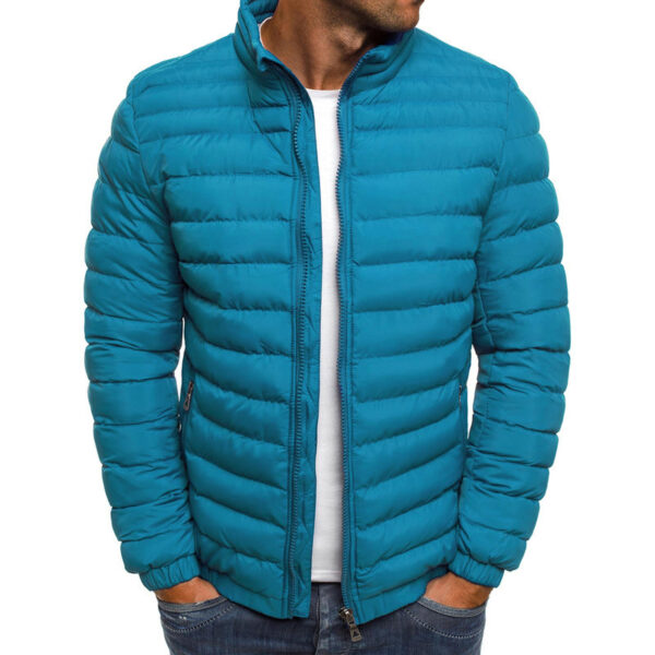 Men Jacket Zipper Solid Color Long Sleeves Pockets Coldproof Autumn Thicken Cotton Padded Overcoat For Outdoor - Image 6